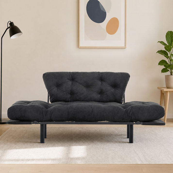 Καναπές Κρεβάτι Nitta Υφασμάτινος Μαύρος 155x70x85 εκ.
