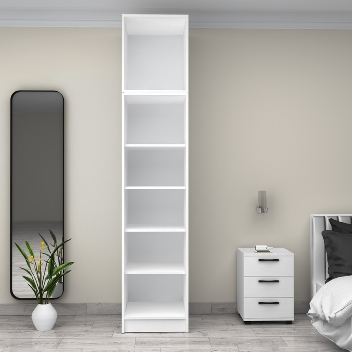 Ντουλάπα ρούχων Victoria μονόφυλλη με πατάρι χρώμα λευκό 50x60x240εκ.