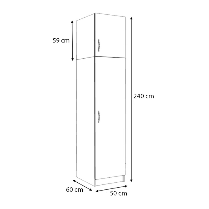 Ντουλάπα ρούχων Victoria μονόφυλλη με πατάρι χρώμα λευκό 50x60x240εκ.