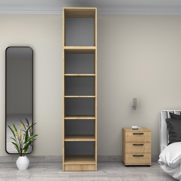 Ντουλάπα ρούχων Victoria μονόφυλλη με πατάρι χρώμα φυσικό οξιάς 50x60x240εκ.