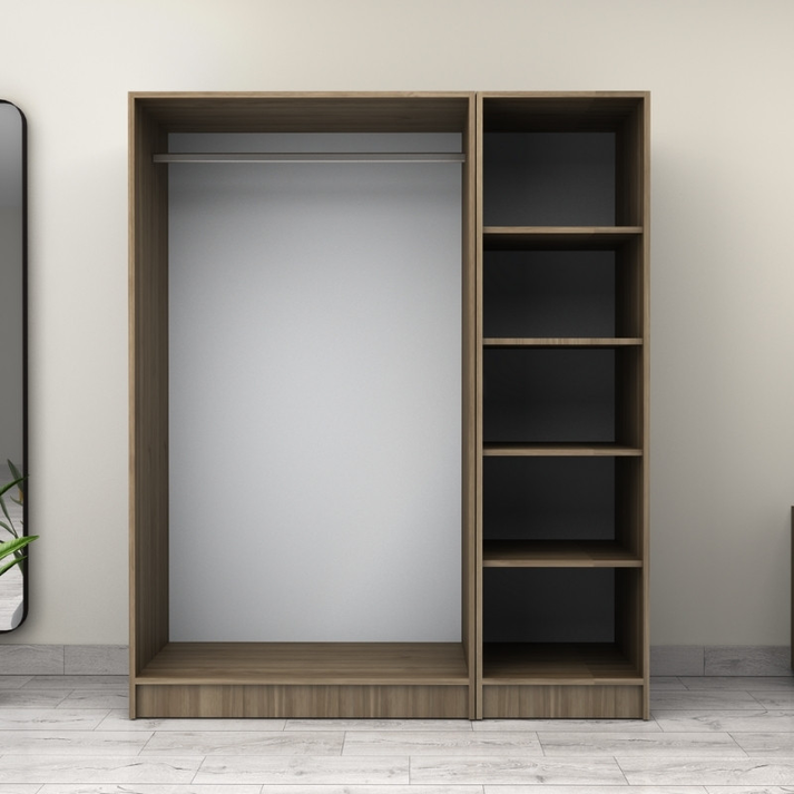 Ντουλάπα ρούχων Victoria τρίφυλλη χρώμα καρυδί 150x60x181εκ.