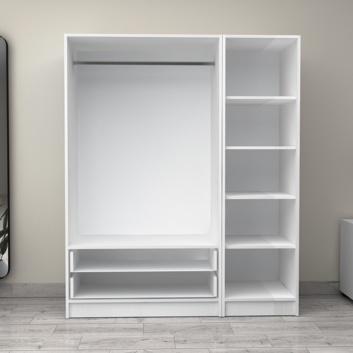 Ντουλάπα ρούχων Victoria τρίφυλλη με συρτάρια χρώμα λευκό 150x60x181εκ.