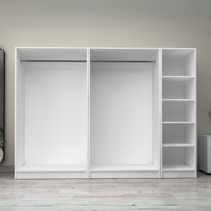 Ντουλάπα ρούχων Victoria πεντάφυλλη χρώμα λευκό 250x60x181εκ.