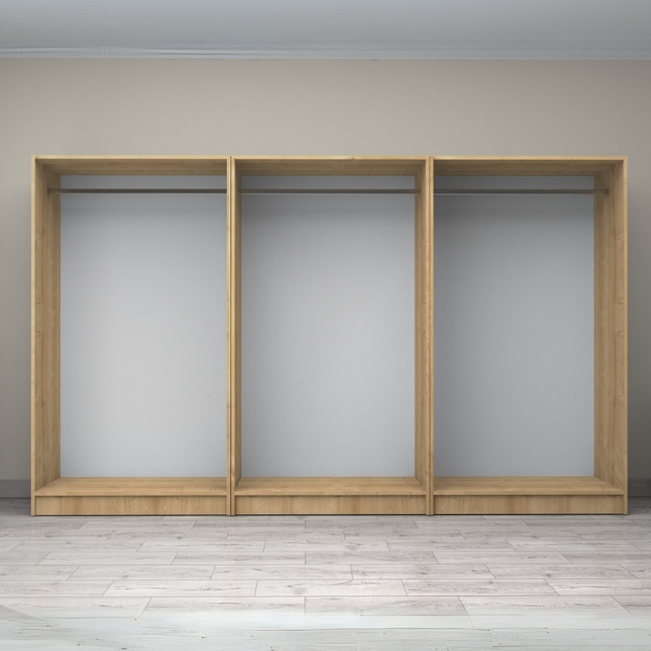 Ντουλάπα ρούχων Victoria εξάφυλλη χρώμα φυσικό οξιάς 300x60x181εκ.