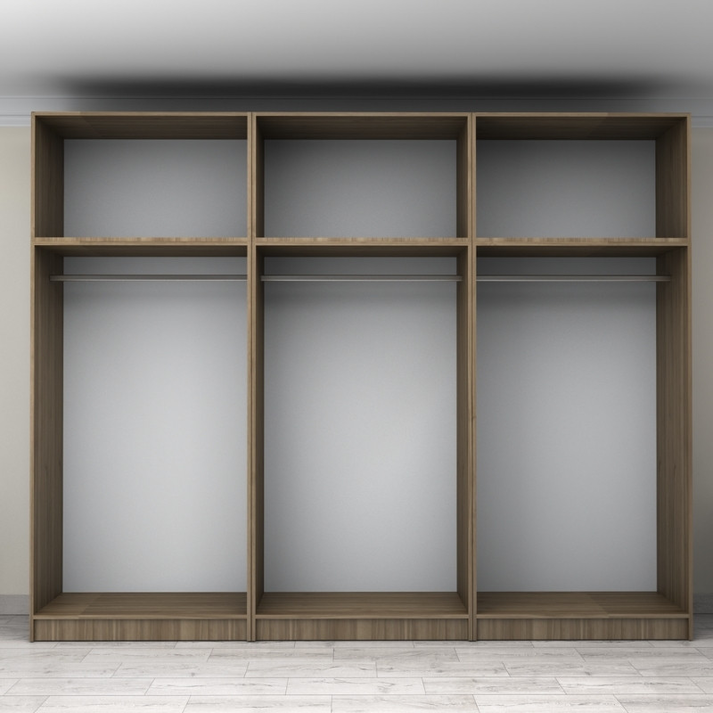 Ντουλάπα ρούχων Victoria εξάφυλλη με πατάρι χρώμα καρυδί 300x60x240εκ.