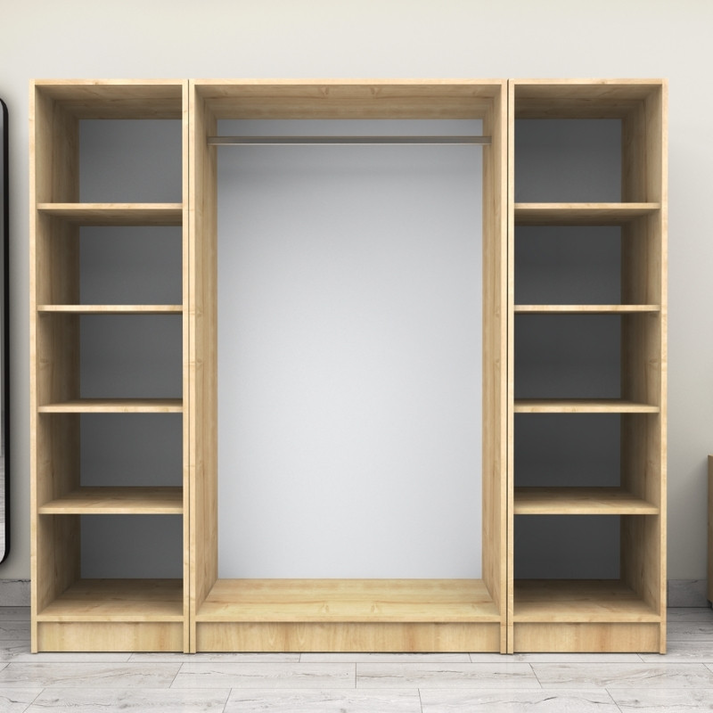 Ντουλάπα ρούχων Victoria τετράφυλλη χρώμα φυσικό οξιάς 200x60x181εκ.