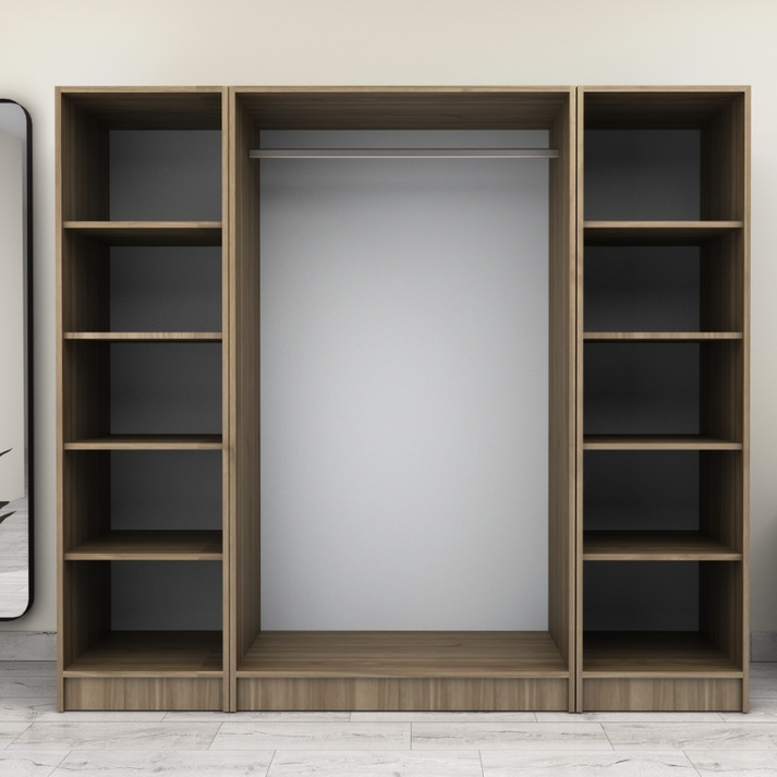 Ντουλάπα ρούχων Victoria τετράφυλλη χρώμα καρυδί 200x60x181εκ.