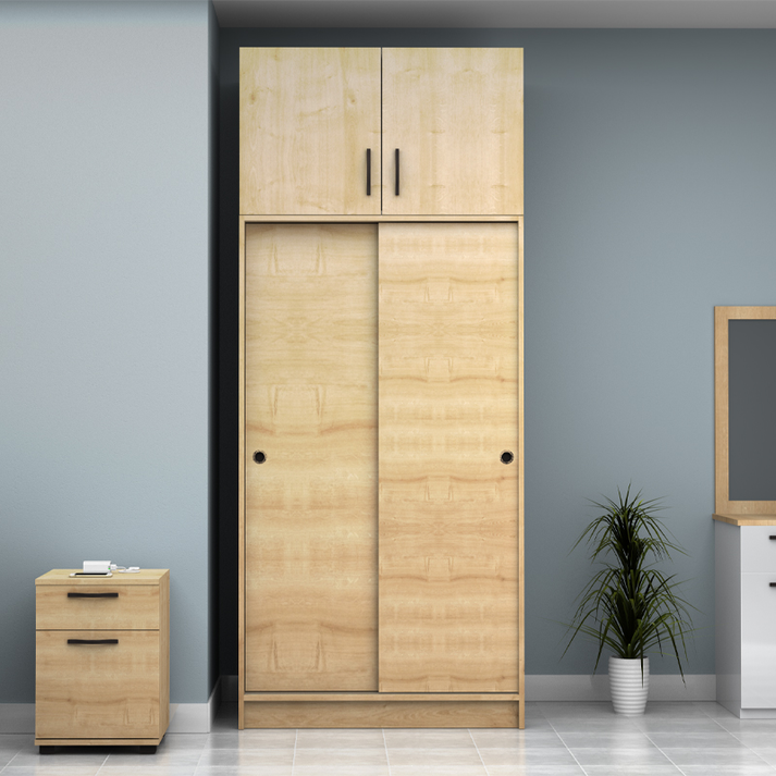 Ντουλάπα ρούχων Regio δίφυλλη συρόμενη με πατάρι χρώμα φυσικό οξιάς 100x60x240εκ.