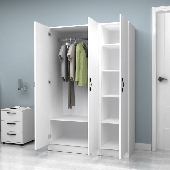 Ντουλάπα ρούχων Vivian τρίφυλλη χρώμα λευκό 120x51,8x181εκ.