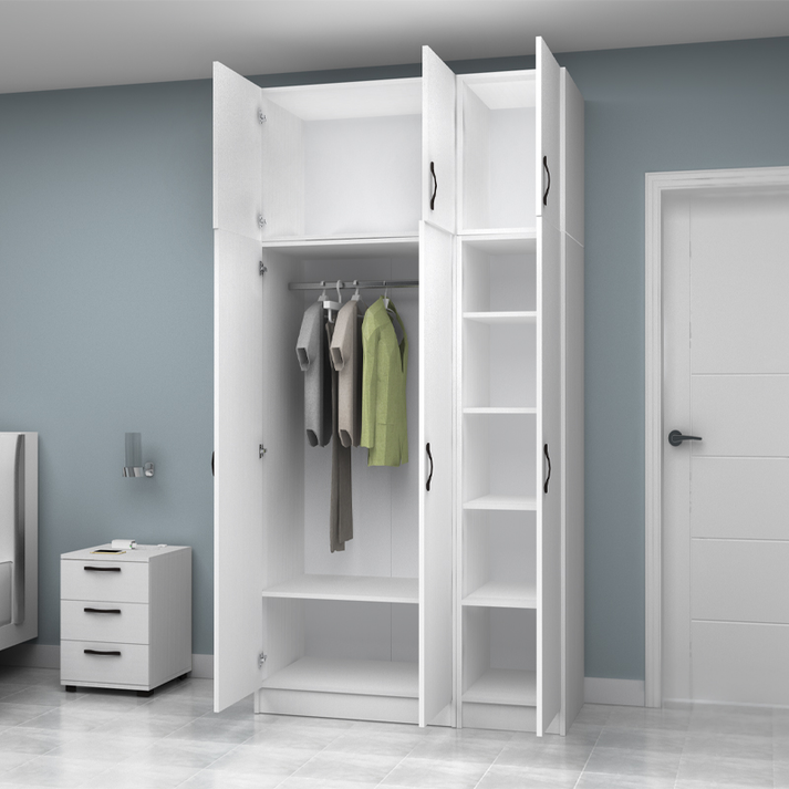 Ντουλάπα ρούχων Vivian τρίφυλλη με πατάρι χρώμα λευκό 120x51,8x240εκ.