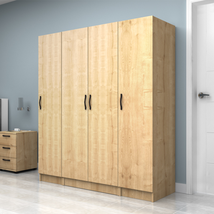 Ντουλάπα ρούχων Vivian τετράφυλλη χρώμα φυσικό οξιάς 160x51,8x181εκ.