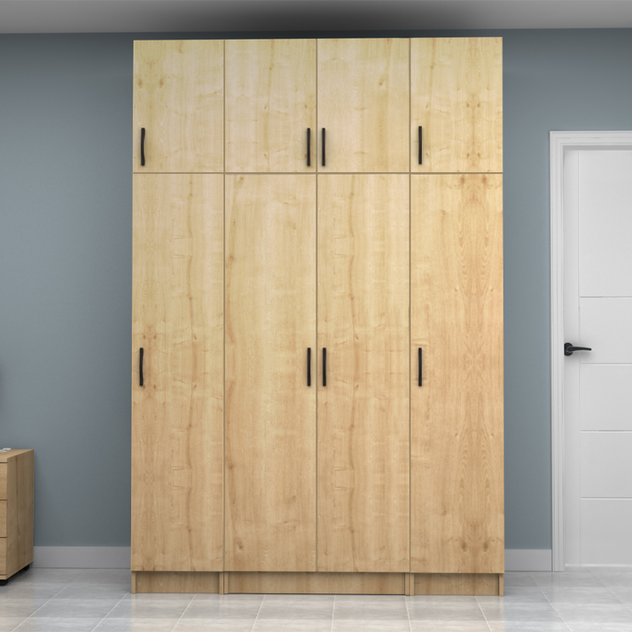 Ντουλάπα ρούχων Vivian τετράφυλλη με πατάρι χρώμα φυσικό οξιάς 160x51,8x240εκ.