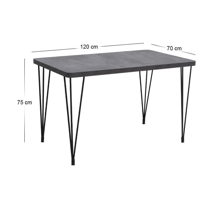 Σετ τραπεζαρία 5τμχ Roger - Iris Mdf - ύφασμα χρώμα σκούρο γκρι σκυροδέματος - ανοιχτό μπεζ 120x70x75εκ.