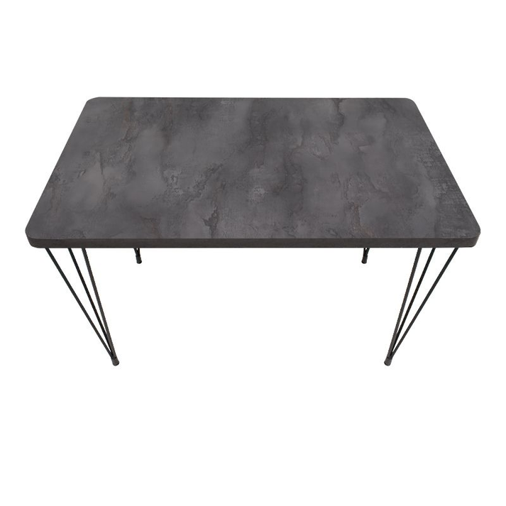 Σετ τραπεζαρία 5τμχ Roger - Chiara Mdf - ύφασμα χρώμα σκούρο γκρι σκυροδέματος - ανθρακί 120x70x75εκ.