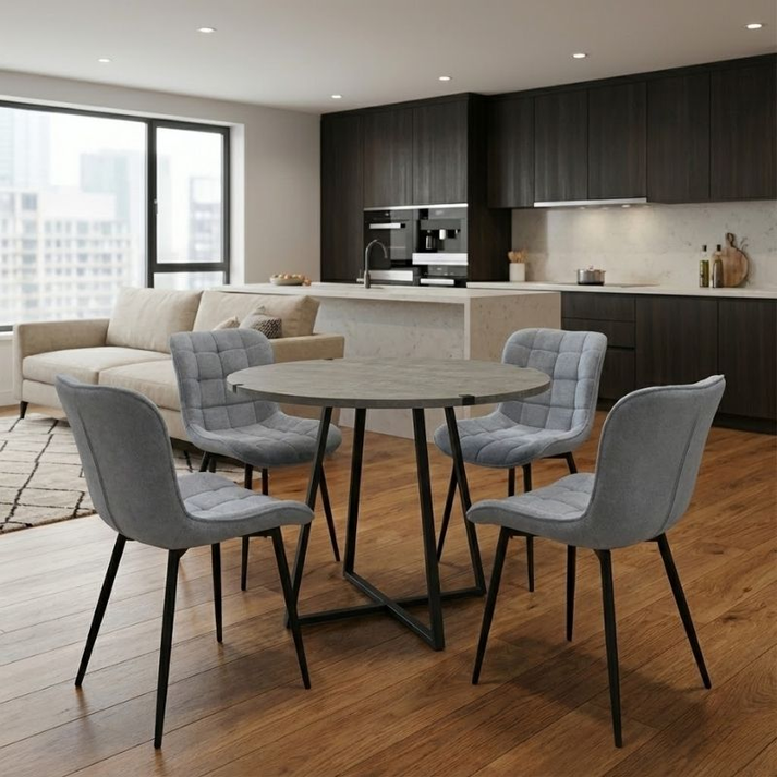 Σετ τραπεζαρία 5τμχ Rubes - Chiara χρώμα γκρι σκυροδέματος - γκρι Ø100x78εκ.