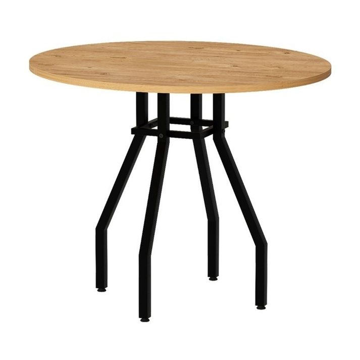 Σετ τραπεζαρία 5τμχ Roma - Viva χρώμα pine oak - μαύρο Ø80x75εκ.