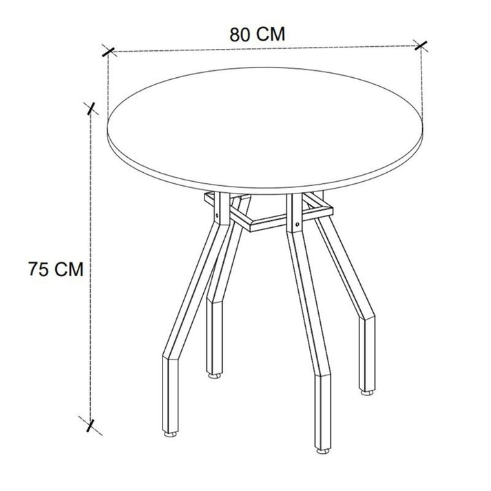 Σετ τραπεζαρία 5τμχ Roma - Iris χρώμα pine oak - ανοιχτό μπεζ Ø80x75εκ.