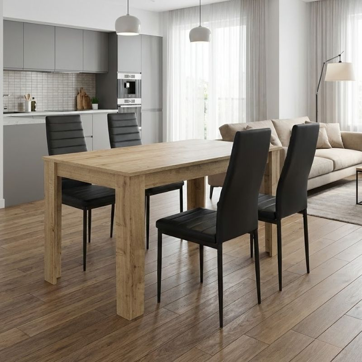 Σετ τραπεζαρία 5τμχ Darlen - Rosa χρώμα sapphire oak - μαύρο 125x72x74εκ.