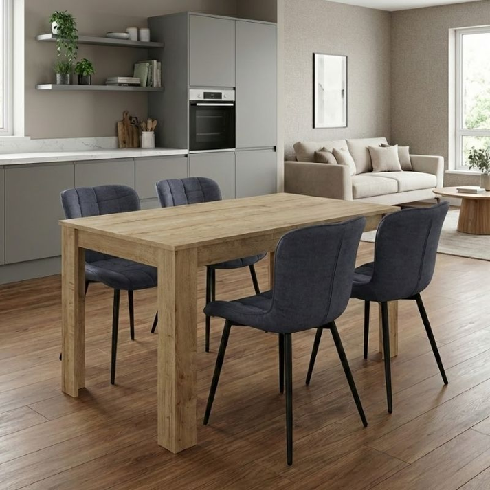 Σετ τραπεζαρία 5τμχ Darlen - Chiara χρώμα sapphire oak - ανθρακί 125x72x74εκ.