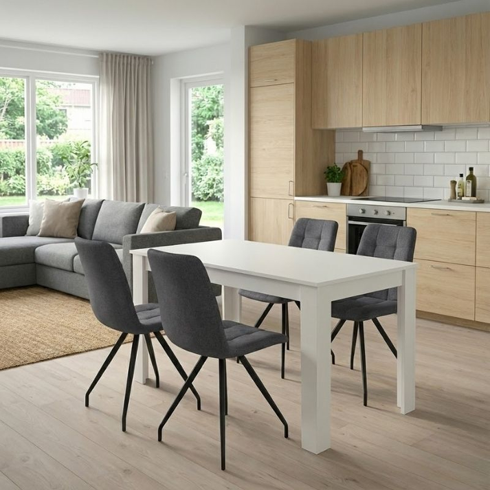 Σετ τραπεζαρία 5τμχ Darlen - Bianca χρώμα λευκό - γκρι 125x72x74εκ.