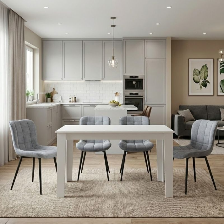 Σετ τραπεζαρία 5τμχ Darlen - Chiara χρώμα λευκό - γκρι 125x72x74εκ.