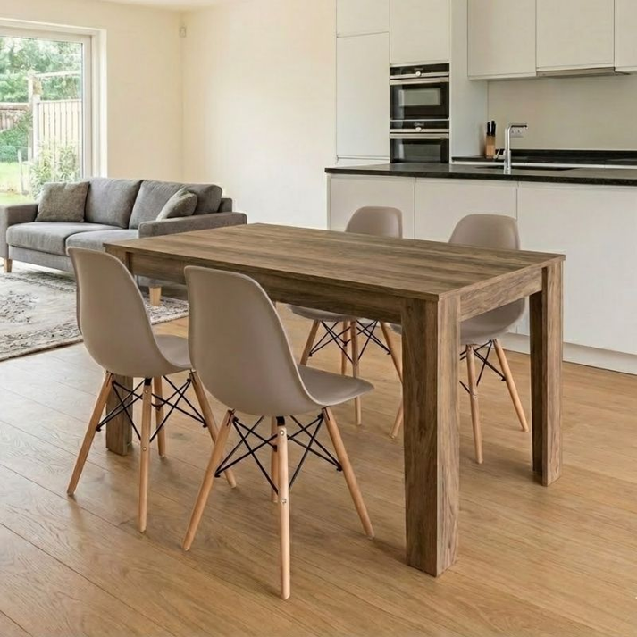 Σετ τραπεζαρία 5τμχ Darlen - Nova χρώμα καρυδί - cappuccino 125x72x74εκ.