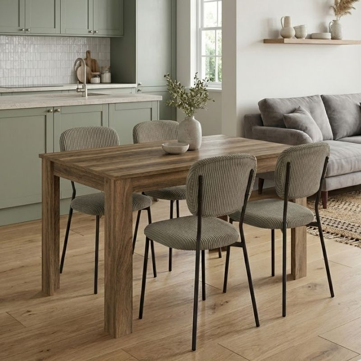 Σετ τραπεζαρία 5τμχ Darlen - Kevin χρώμα καρυδί - λαδί 125x72x74εκ.