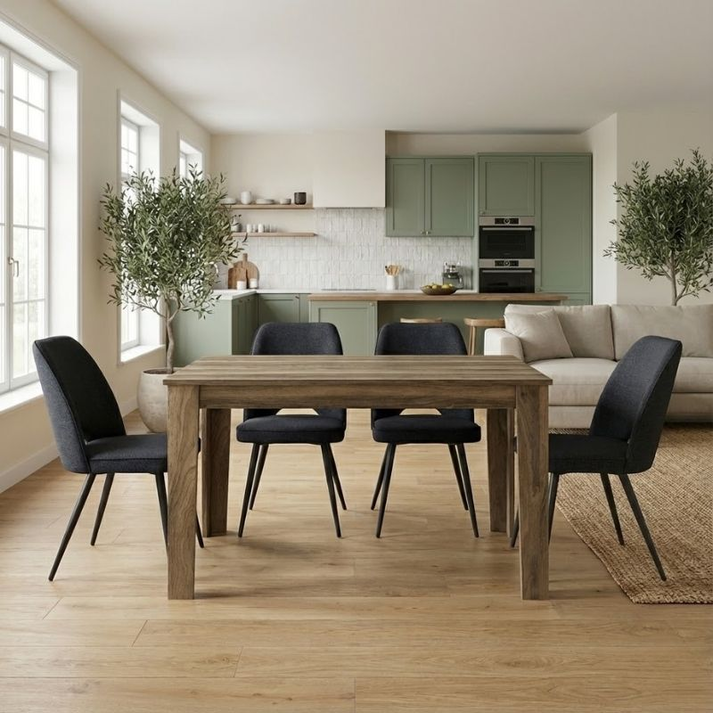 Σετ τραπεζαρία 5τμχ Darlen - Christy χρώμα καρυδί - ανθρακί 125x72x74εκ.