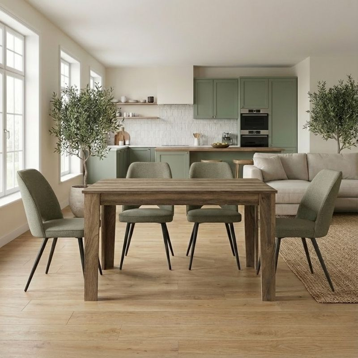 Σετ τραπεζαρία 5τμχ Darlen - Christy χρώμα καρυδί - λαδί 125x72x74εκ.