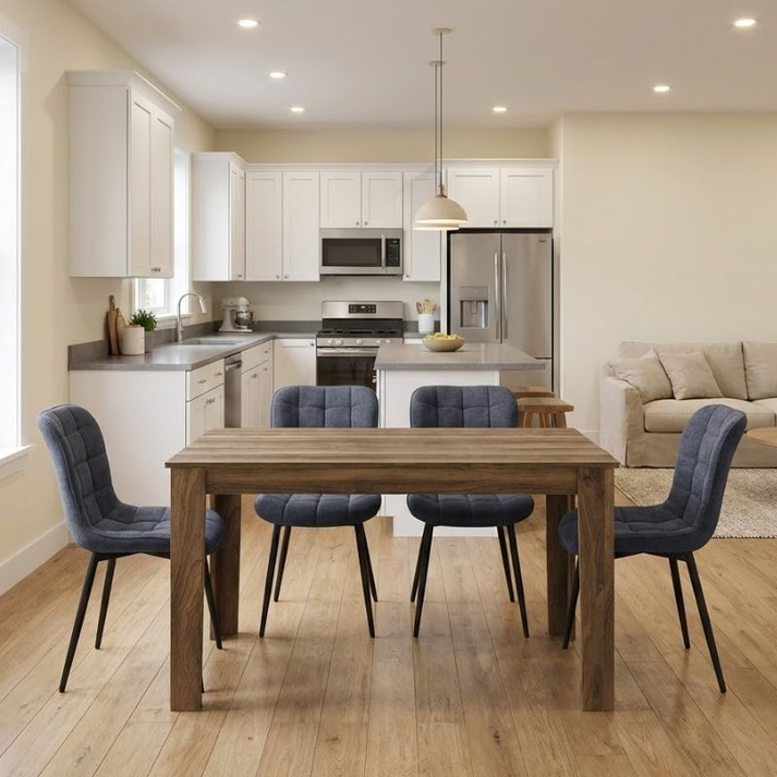 Σετ τραπεζαρία 5τμχ Darlen - Chiara χρώμα καρυδί - ανθρακί 125x72x74εκ.