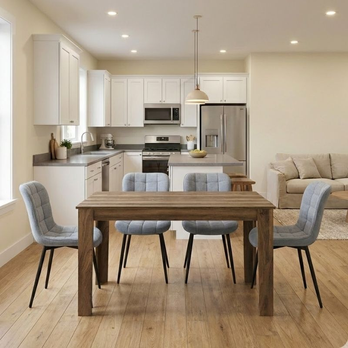 Σετ τραπεζαρία 5τμχ Darlen - Chiara χρώμα καρυδί - γκρι 125x72x74εκ.