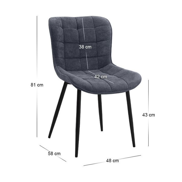 Σετ τραπεζαρία 5τμχ Darlen - Chiara χρώμα sencron black - ανθρακί 125x72x74εκ.