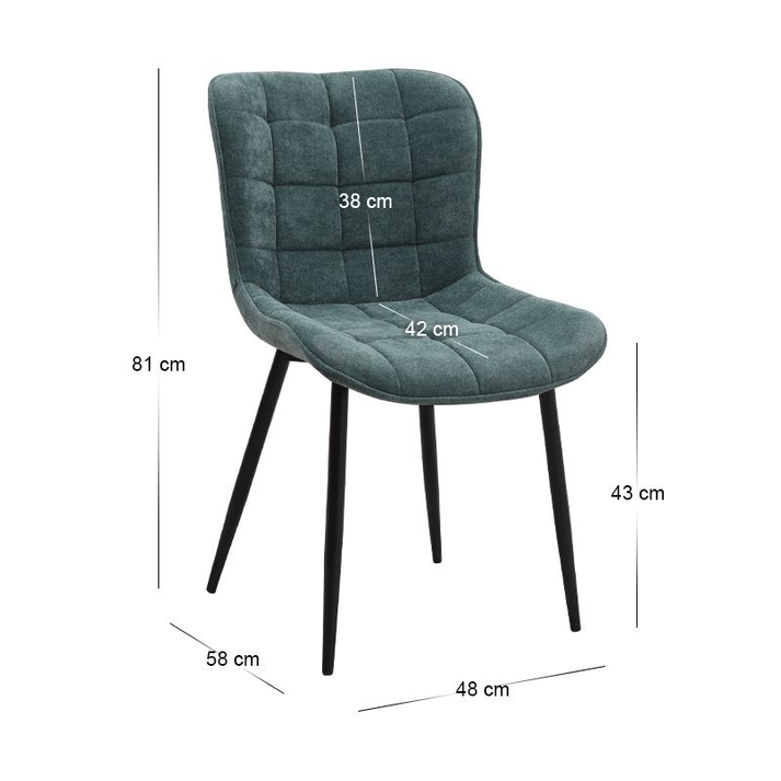 Σετ τραπεζαρία 5τμχ Darlen - Chiara χρώμα sencron black - πράσινο 125x72x74εκ.