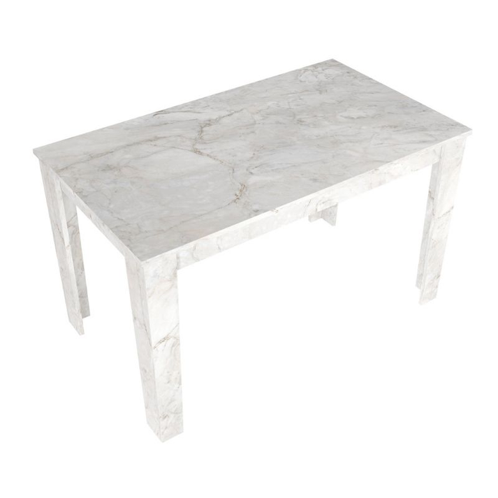 Σετ τραπεζαρία 5τμχ Darlen - Alma χρώμα λευκό εφέ μαρμάρου - μπεζ 125x72x74εκ.