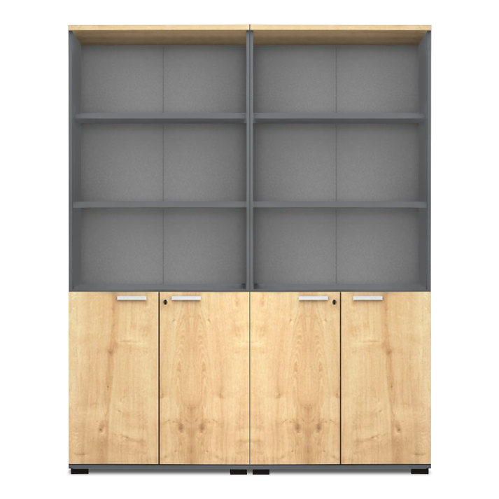 Βιβλιοθήκη γραφείου επαγγελματική Venturo χρώμα ανθρακί - φυσικό οξιάς 160x40x200εκ.