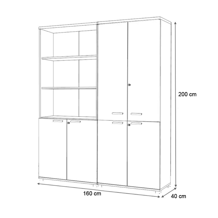 Ντουλάπα γραφείου με κλειδαριά επαγγελματική Venturo χρώμα ανθρακί - καρυδί 160x40x200εκ.
