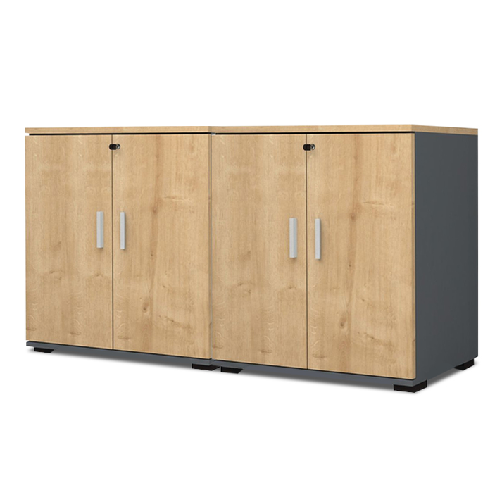 Ντουλάπι γραφείου με κλειδαριά επαγγελματικό Venturo χρώμα ανθρακί - φυσικό οξιάς 160x40x80εκ.