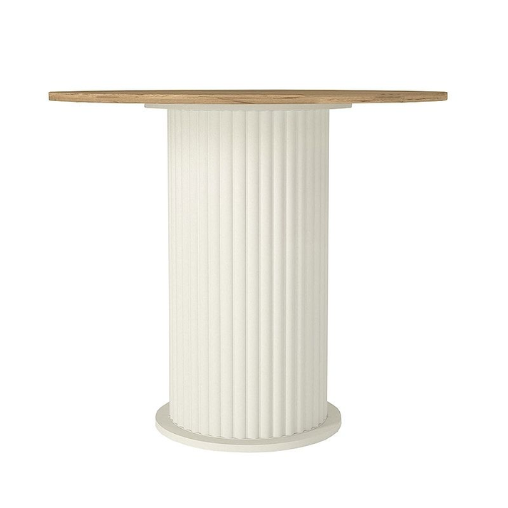 Σετ τραπεζαρία 5τμχ Bohema - Nova χρώμα ivory/sepet oak - μαύρο Ø90x77,7εκ.