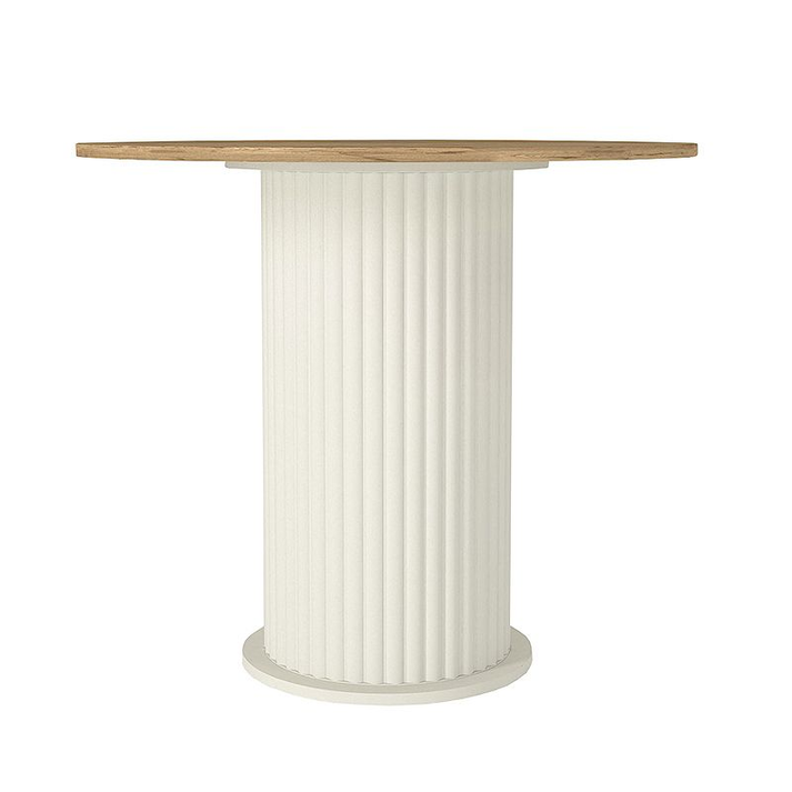 Σετ τραπεζαρία 5τμχ Bohema - Kevin χρώμα ivory/sepet oak - μόκα Ø90x77,7εκ.