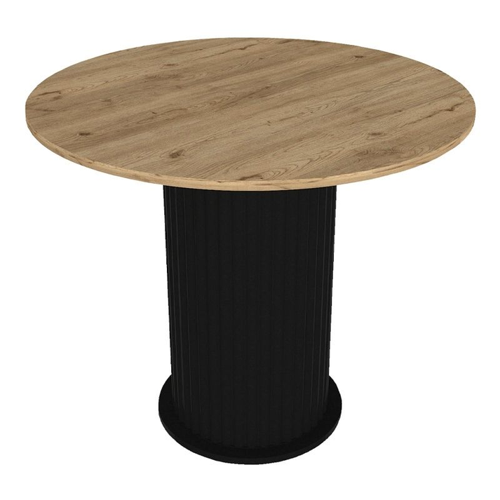 Σετ τραπεζαρία 5τμχ Bohema - Nova  χρώμα μαύρο/sepet oak - μαύρο Ø90x77,7εκ.