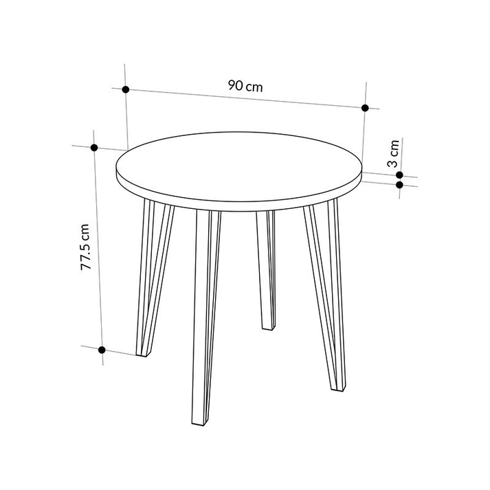 Σετ τραπεζαρία 5τμχ Xana - Viva χρώμα sepet oak - μαύρο Ø90x77,5εκ.
