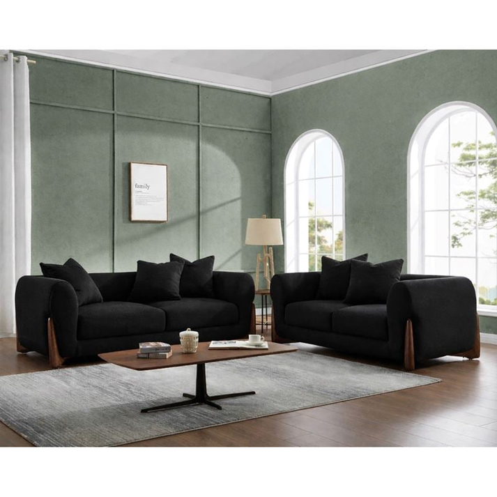 KANSAS Set Σαλόνι - Καθιστικό, 2Θέσιος-3Θέσιος, Teddy Ύφασμα Μαύρο