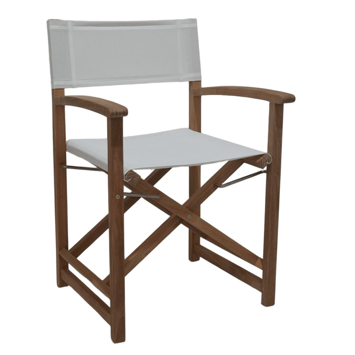 DOPO Πολυθρόνα Σκηνοθέτη Από Ξύλο Teak Με Taupe Textiline 58x52x86cm