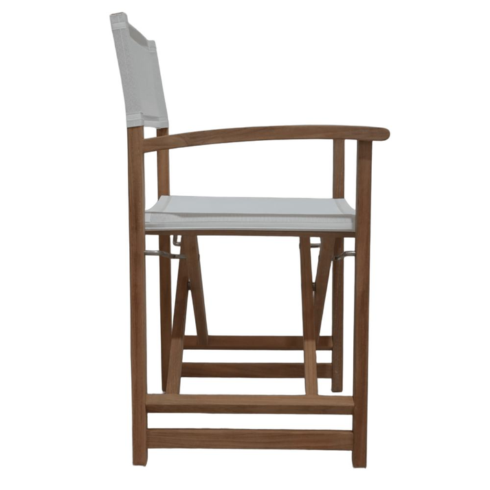 DOPO Πολυθρόνα Σκηνοθέτη Από Ξύλο Teak Με Taupe Textiline 58x52x86cm