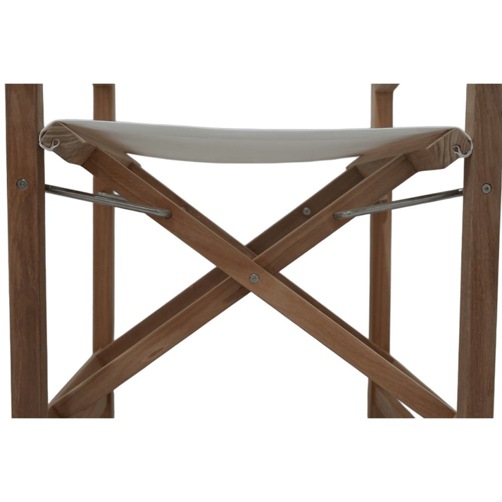 DOPO Πολυθρόνα Σκηνοθέτη Από Ξύλο Teak Με Taupe Textiline 58x52x86cm