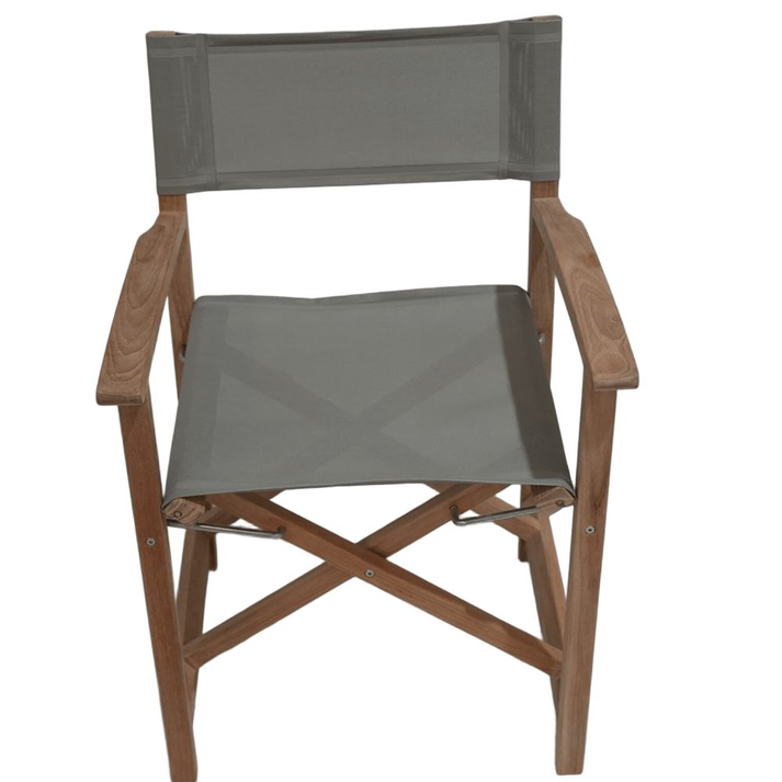 DOPO Πολυθρόνα Σκηνοθέτη Teak Με Taupe Textiline 58x52x86cm