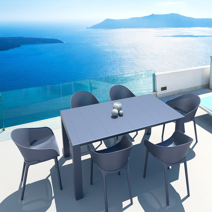 VEGAS RATTAN DARK GREY 100X260/300Χ75εκ. ΕΠΕΚΤ.ΤΡΑΠΕΖΙ