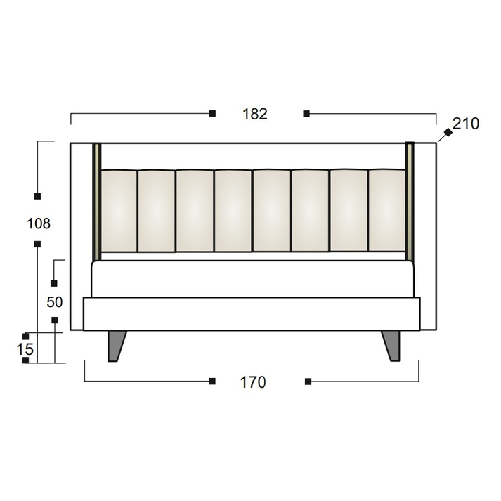 MOD 2M Κρεβάτι με LED Ελληνικής Κατασκευής 182x210xH108cm (Για Στρώμα 160x200)