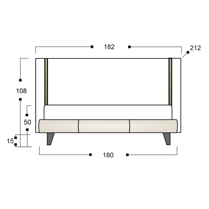 MOD F Κρεβάτι με LED Ελληνικής Κατασκευής 182x212xH108cm (Για Στρώμα 160x200)