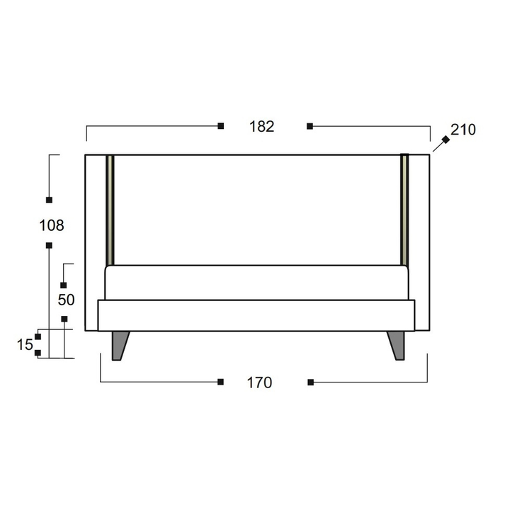 MOD M Κρεβάτι με LED Ελληνικής Κατασκευής 182x210xH108cm (Για Στρώμα 160x200)